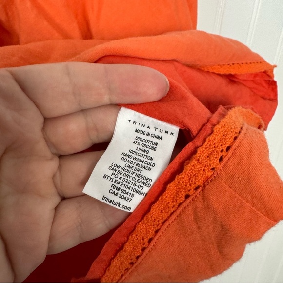 Trina Turk Top Medium Orange Sleeveless Tank Casual Summer - Picture 4 of 6